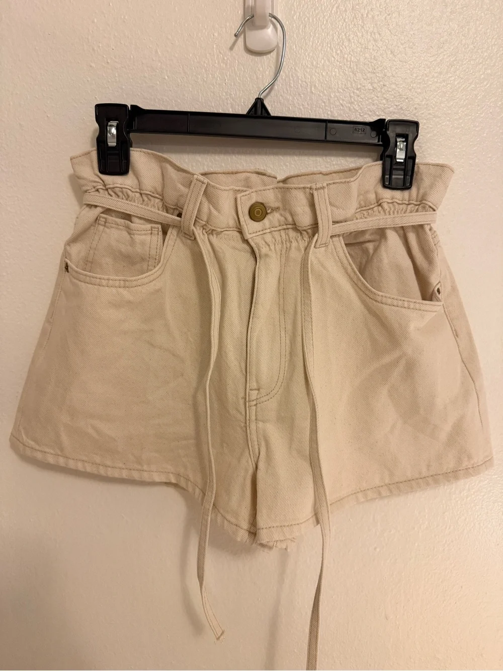 H&M High Rise Paper Bag Denim Shorts